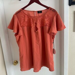 Floral Lace Coral Blouse